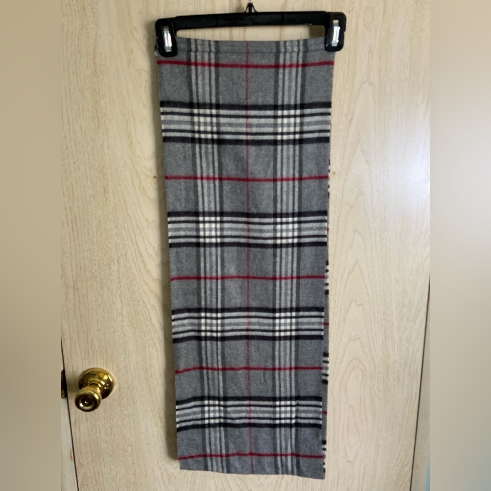 🩵 V. Fraas Cashmink Grey Plaid Infinity Scarf 66349 Made in Germany